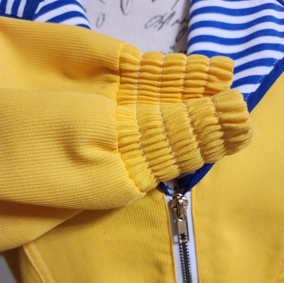 Joyce USA Jacket Vintage Full Zip Bomber YELLOW NAVY STRIPE small - Picture 3 of 9
